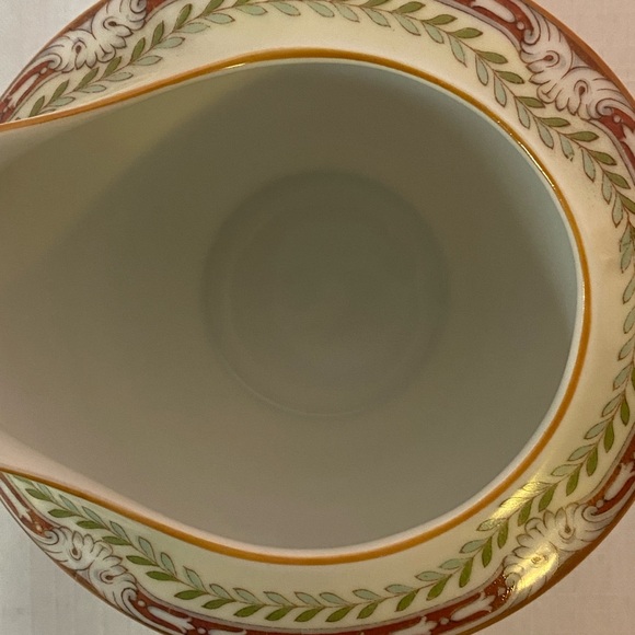 Noritake Nippon Toki Kaisha Creamer Red Border Laurel  Brown Trim - Picture 10 of 10